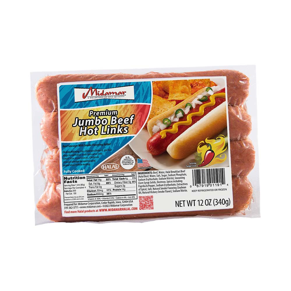 Midamar Halal Jumbo Beef Hot Links