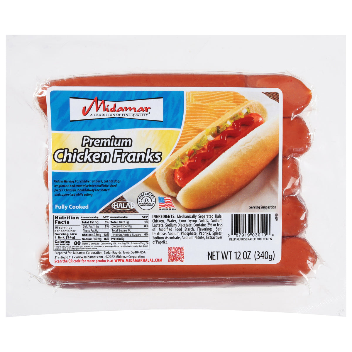 Midamar Premium Chicken Franks 12 oz