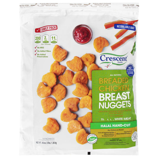 Crescent Foods 100% White Meat Breaded Chicken Breast Nuggets Family Pack 48 oz
